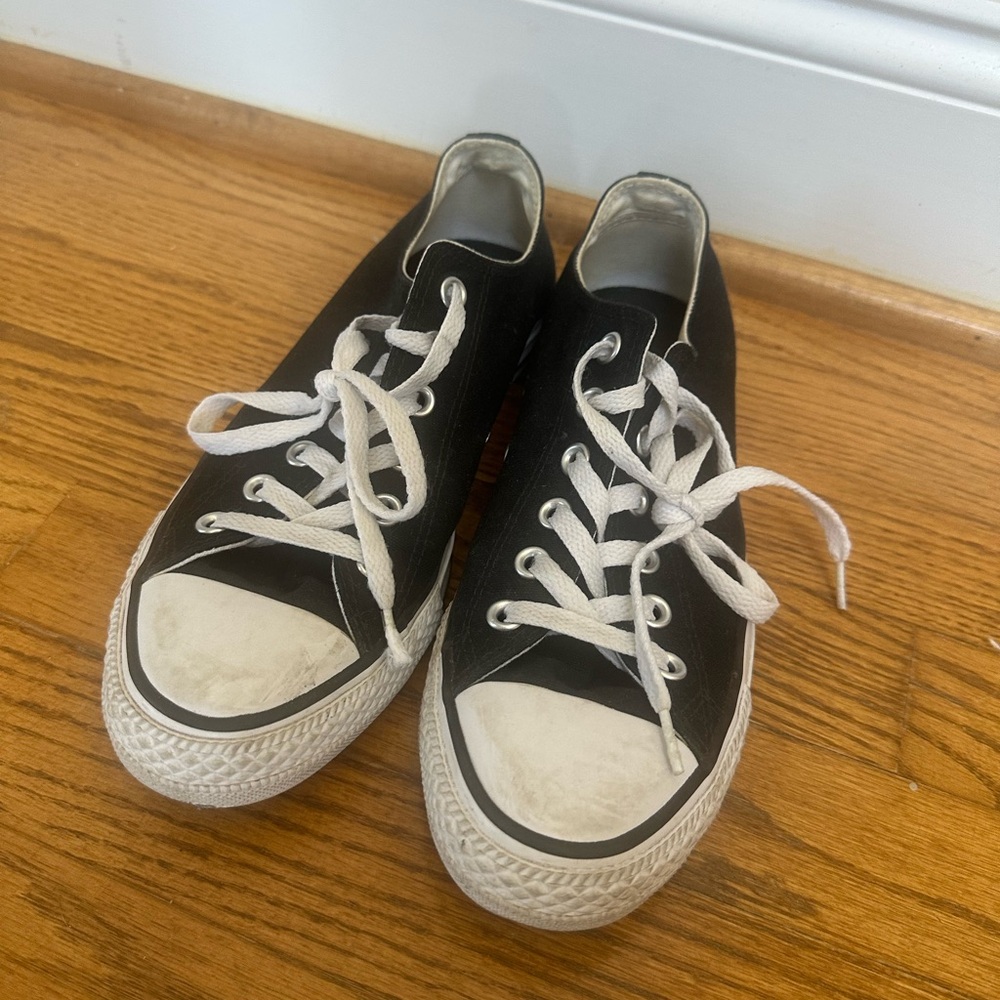 Converse White and Black Low-Top Canvas Sneakers